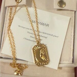Mayamar Gold Crescent Necklace new in box